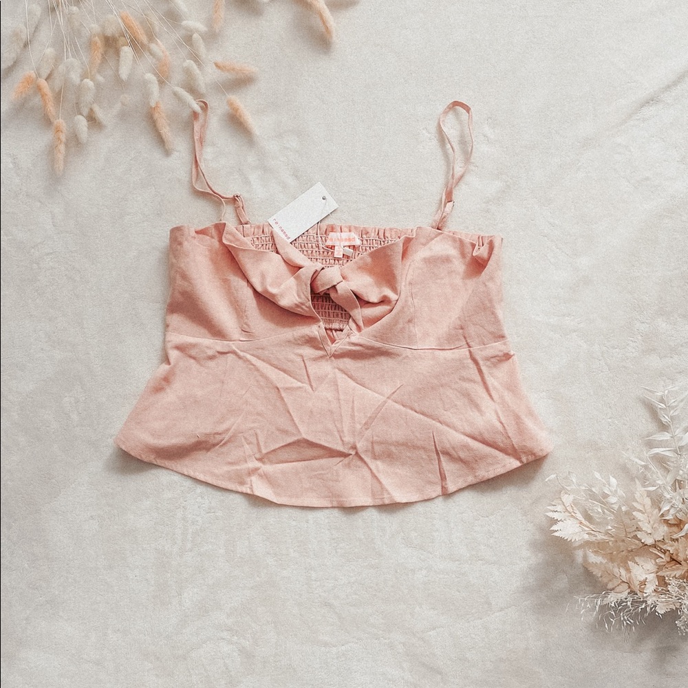 NWT Re:Named Cropped Blush Tie Knot Tank